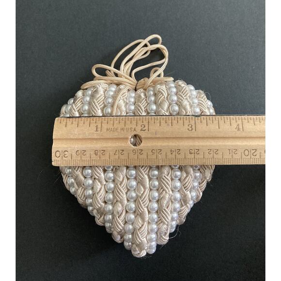 Vtg Victorian Style Embellished Pearl Christmas Ornaments Braided Cord Lot of 6 - Picture 5 of 5